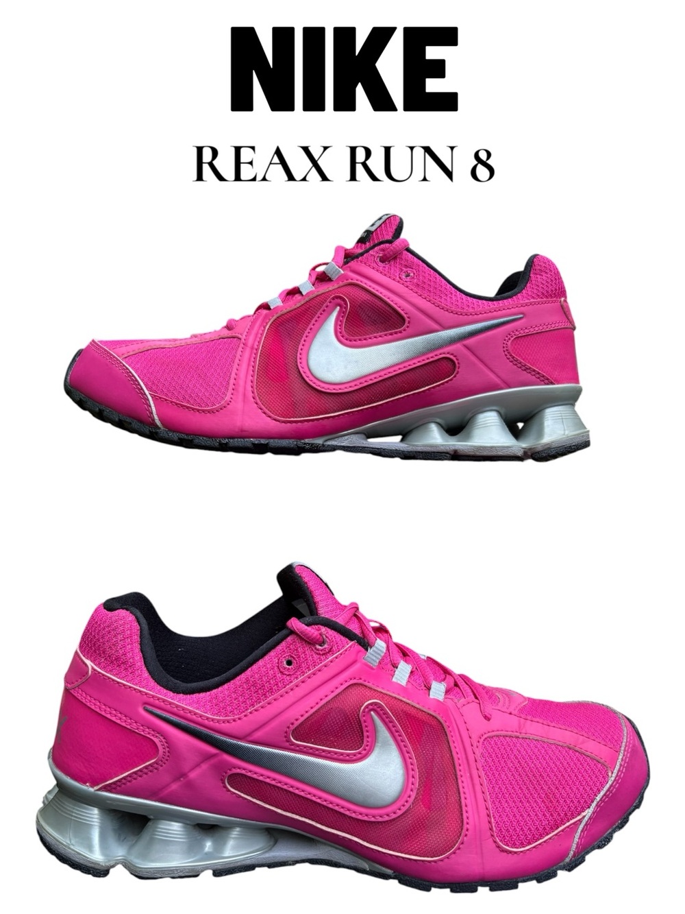 Nike Reax Run 8 Women's Athletic Shoes - Hot Pink & Silver. Women’s 9. GUC!